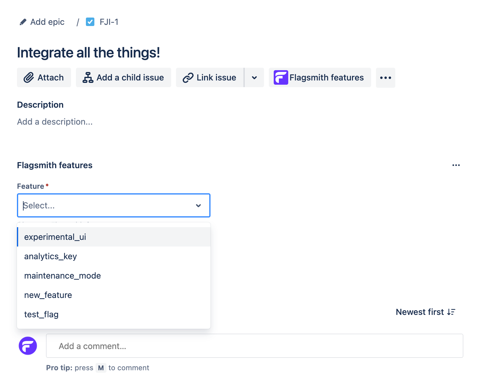 Jira associate flag